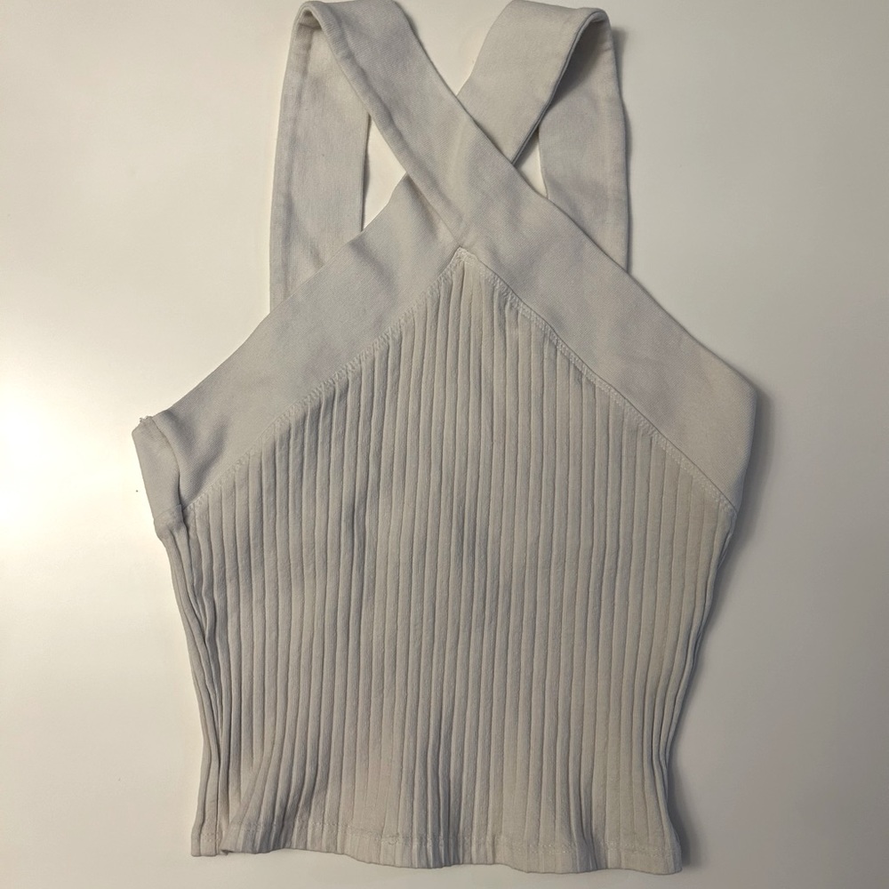 A Zara criss-cross tank top. Color: White. Size: Small.